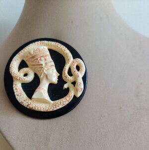 Vintage Bakelite and Celluloid Cleopatra Pin Brooch